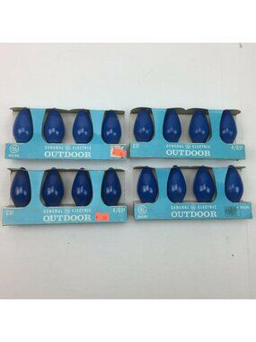 General Electric GE C9-1/2 Outdoor Christmas Lamps Light Blue Bulbs Lot of 4